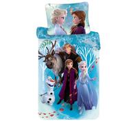 Disney Reine des Neiges - Parure de Lit - Housse de Couette Coton | Parure de lit réversible | Reine des Neiges 2 | Elsa Anna Kristoff Sven & Olaf | Forêt automnale | 100% Coton Oeko-Tex