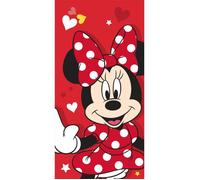 AC-Déco Disney - Serviette De Plage en Coton Minnie : Coeurs- Rouge - 70 X 140 Cm