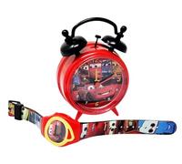 Disney Set Réveil de Table de Chevet Cars 2 et Montre Digitale Poignet Flash McQueen avec Bracelet Réglable