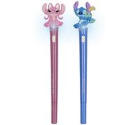 DISNEY Stitch 2x Stylo gel LUMINEUX, encre bleue, école, stylo avec figurine SET (G)