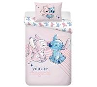 Disney Stitch & Angel “You are Magical” Parure de lit réversible | Housse de Couette 140x200 cm & taie d’Oreiller 50x70 cm, 100% Coton | Douce & Respirante | Literie Stitch pour Enfants