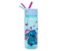 Disney Stitch Bouteille d'eau pour enfants avec housse anti-poussière intégrée - 500 ml sans BPA - Bouteille d'eau entièrement recyclable avec poignée de transport - Bouteille d'eau d'école avec
