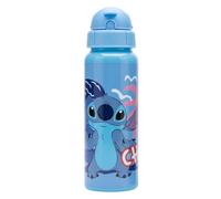 Disney Stitch Bouteille Réutilisable, Conception Résistante à la Cantine, Bouteille d'Eau pour Filles, Bouteille de Voyage avec Paille, Capacité 550 ml (Bleu)