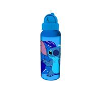 Disney Stitch Bouteille Réutilisable, Conception Résistante à la Cantine, Bouteille d'Eau pour Filles, Bouteille de Voyage avec Paille, Capacité 550 ml (Bleu)