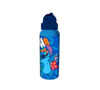Disney Stitch Bouteille Réutilisable, Conception Résistante à la Cantine, Bouteille d'Eau pour Filles, Bouteille de Voyage avec Paille, Capacité 550 ml (Bleu Fonce)