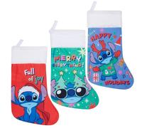 Disney Stitch Chaussette de Noel, Lot de 3 Chaussettes de Noel pour Enfants, Ados et Adultes