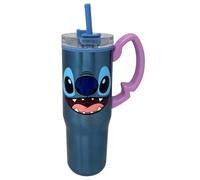 Disney Stitch Gobelet isotherme 770 ml avec paille et poignée, tasse isotherme en acier inoxydable, double paroi, garde au chaud et au froid, grand gobelet de voyage