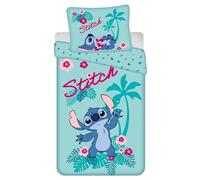 Disney Stitch Hawaii Recto-Verso, Parure de lit Enfant en Coton avec Fermeture éclair, 100% Coton 140x200cm+70x90 cm Oeko-TEX (Formule 9)