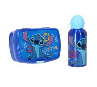 Disney Stitch - Lot de 2 boîtes à déjeuner pour enfant avec gourde - Bleu - Idéal pour l'école, la maternelle et les excursions