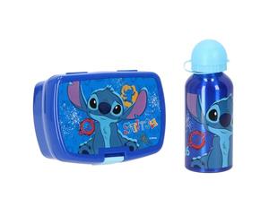 Disney Stitch - Lot de 2 boîtes à déjeuner pour enfant avec gourde - Bleu - Idéal pour l'école, la maternelle et les excursions