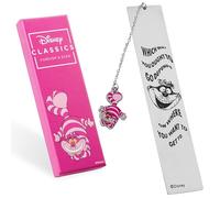 Disney Stitch Marque Pages avec Citation Inspirante et Breloque Marque Page Metal Cadeau Bureau Accessoire Lecture Livre pour Femme Fille Ado (Chat Cheshire Argenté)
