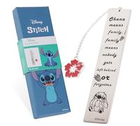 Disney Stitch Marque Pages avec Citation Inspirante et Breloque Marque Page Metal Cadeau Bureau Accessoire Lecture Livre pour Femme Fille Ado (Argent Stitch)