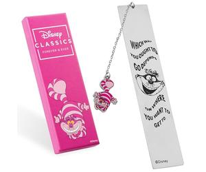 Disney Stitch Marque Pages avec Citation Inspirante et Breloque Marque Page Metal Cadeau Bureau Accessoire Lecture Livre pour Femme Fille Ado (Chat Cheshire Argenté)