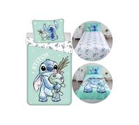 DISNEY Stitch RÉVERSIBLE, literie pour enfants avec fermeture éclair, 100% COTON 140x200+70x90 cm OEKO-TEX