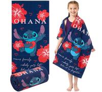 Disney Stitch Serviette de Bain Enfant Douce et Absorbante Serviette à Séchage Rapide Plage Piscine Vacances 140x70cm Voyage Accessoires (Bleu/Rouge Stitch)