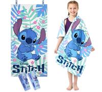 Disney Stitch Serviette de Plage Enfants avec 2 Pinces à Linge Serviettes de Bain Séchage Rapide Absorbant Drap de Plage 100% Coton Cadeau Enfant