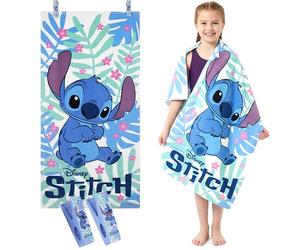 Disney Stitch Serviette de Plage Enfants avec 2 Pinces à Linge Serviettes de Bain Séchage Rapide Absorbant Drap de Plage 100% Coton Cadeau Enfant