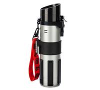 DISNEY STORE Bouteille d'eau officielle Star Wars sabre laser avec effets sonores et lumineux, manchon rouge translucide, bouton pression rouge, bride en silicone, dragonne, lavage à la main