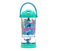 Disney Store Official, Gobelet boule à neige avec paille Stitch, 310 ml | Gourde pour enfants à motif Lilo & Stitch, fond pailleté, paille rabattable, bouchon à visser et sangle, dès 4 ans