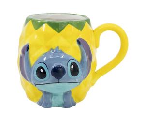 Disney Tasse 325ml 3D Stitch dans un Coffret Cadeau Collection Ananas Jaune