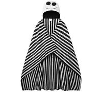 Disney The Nightmare Before Christmas Couverture a Capuche 150 x 120cm, Plaid Polaire et Douce pour Canapé Lit, Couverture Legere, Cadeau de Noël (Capuchon Noir/Blanc)