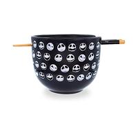 Disney The Nightmare Before Christmas Jack Skellington Faces Service de table japonais en céramique | Comprend un bol à nouilles ramen de 590 ml et des baguettes en bois