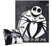 Disney The Nightmare Before Christmas Plaid Polaire 150 x 130cm, Couverture Chaude et Douce pour Canapé Lit, Couverture Legere, Cadeau de Noël (Noir/Blanc)