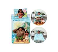 DISNEY Vaiana Housse de couette réversible pour enfant avec fermeture éclair, 100% coton, 140x200cm+70x90cm OEKO-TEX