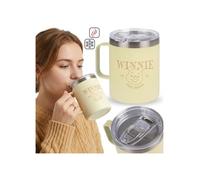 DISNEY Winnie l'ourson Mug thermique avec poignée, pour café, mug de voyage en acier inoxydable, étanche 400 ml