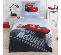 Disney's Cars Voitures Parure de lit pour Enfant garçon - 2 pièces - 1 taie d'oreiller 80 x 80 cm + 1 Housse de Couette 135 x 200 cm - 100% Coton