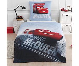 Disney's Cars Voitures Parure de lit pour Enfant garçon - 2 pièces - 1 taie d'oreiller 80 x 80 cm + 1 Housse de Couette 135 x 200 cm - 100% Coton