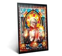 Displate Affiche Métal Star Wars - Mandalorien Vitrail - Grogu Din Djarin - Saga Galaxie - Cadeau de Collection - Décoration Murale Premium Affiches de Films - 32cm x 45 cm