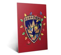 Displate Affiche métallique Marvel Christmas Guardians Taille M | Affiche de décoration murale pour chambre à coucher. Fixation magnétique, montage sans outils.