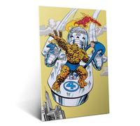 Displate Affiche métallique Marvel Fantastic Four Classic Retro Taille L | Affiche de décoration murale pour chambre à coucher. Fixation magnétique, montage sans outils.
