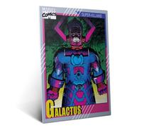 Displate Affiche métallique Marvel Galactus Retro Trading Card Taille L | Affiche de décoration murale pour chambre à coucher. Fixation magnétique, montage sans outils.