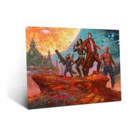 Displate Affiche métallique Marvel Guardians Group Pose Taille L | Affiche de décoration murale pour chambre à coucher. Fixation magnétique, montage sans outils.