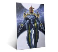 Displate Affiche métallique Marvel Nova Ascends in the Cosmos Taille L | Affiche de décoration murale pour chambre à coucher. Fixation magnétique, montage sans outils.