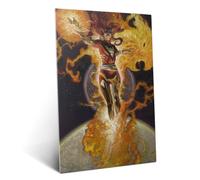 Displate Affiche métallique Marvel Phoenix in Action Taille M | Affiche de décoration murale pour chambre à coucher. Fixation magnétique, montage sans outils.