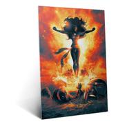 Displate Affiche métallique Marvel Phoenix Rising Taille L | Affiche de décoration murale pour chambre à coucher. Fixation magnétique, montage sans outils.