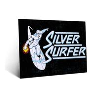 Displate Affiche métallique Marvel Silver Surfer Retro Comic Taille M | Affiche de décoration murale pour chambre à coucher. Fixation magnétique, montage sans outils.