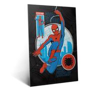 Displate Affiche métallique Marvel Spider-Man Wall Crawler Taille L | Affiche de décoration murale pour chambre à coucher. Fixation magnétique, montage sans outils.