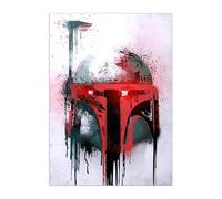 Displate Affiche Métallique Officielle Star Wars - Helmets Graffiti - Boba Fett Graffiti Helmet - 45 x 32 cm