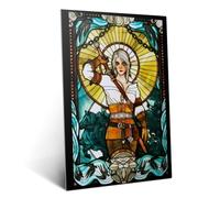 Displate Affiche Métallique The Witcher 3 - Stained Glass - Ciri - Salle de jeux Déco Maison Chambre - Cadeau - Decoration Murale Salon Metal Poster 32 cm x 45 cm