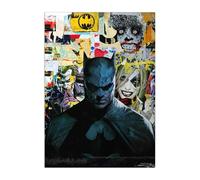 Displate Officiel DC Comics Poster Métallique Fixation Magnétique Licence Officielle Image Affiche de Haute Qualité Batman Collage - Batman - Größe M - hauteur 45 cm largeur 32 cm.
