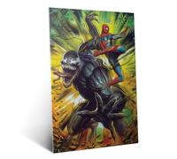 Displate Officiel Marvel Poster Métallique Fixation Magnétique Licence Officielle Image Affiche de Haute Qualité Venom - Venom vs Spider-man 32x45cm - Matt