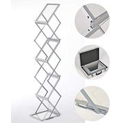 DISPLAY SALES - Porte-brochure pliable avec valise de transport | 6 compartiments DIN A4 | Porte-brochure sur pied en aluminium/acrylique | Porte-revues