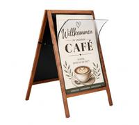 DISPLAY SALES Stop trottoir en bois A1 | stop trottoir exterieur avec 2 feuilles magnétiques incluses | Porte Affiche étanche format A1 | Menu board en bois de hêtre | Tableau magnetique