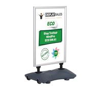 DISPLAY SALES Stop trottoir extérieur WindPro® ECO | Chevalet trottoir au format DIN A1 | Panneau publicitaire extérieur A1 argent | Utilisable des deux côtés pour 2 affiche