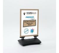 DISPLAY SALES Stop trottoir extérieur WindPro® PREMIUM | Chevalet trottoir au format DIN A1 | Panneau publicitaire extérieur A1 argent | Utilisable des deux côtés pour 2 affiche (Aspect bois - Noir)