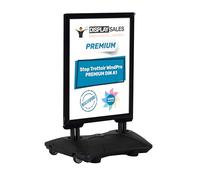 DISPLAY SALES Stop trottoir extérieur WindPro® PREMIUM | Chevalet trottoir au format DIN A1 | Panneau publicitaire extérieur A1 argent | Utilisable des deux côtés pour 2 affiche (Noir)